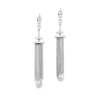 Pendientes largos de oro blanco con cadenas y pavé de diamantes