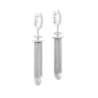 Pendientes largos de oro blanco con cadenas y pavé de diamantes