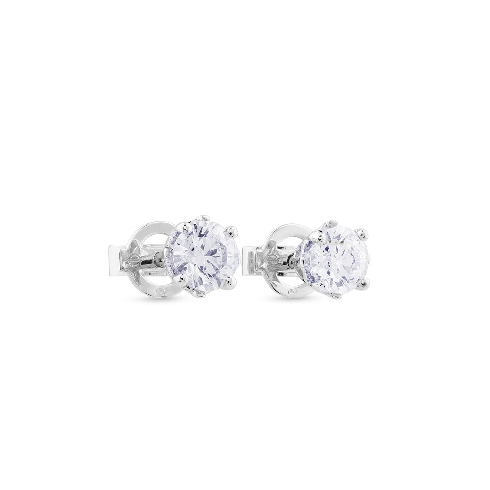 Pendientes de diamantes en oro blanco con 6 garras de 1,03 quilates