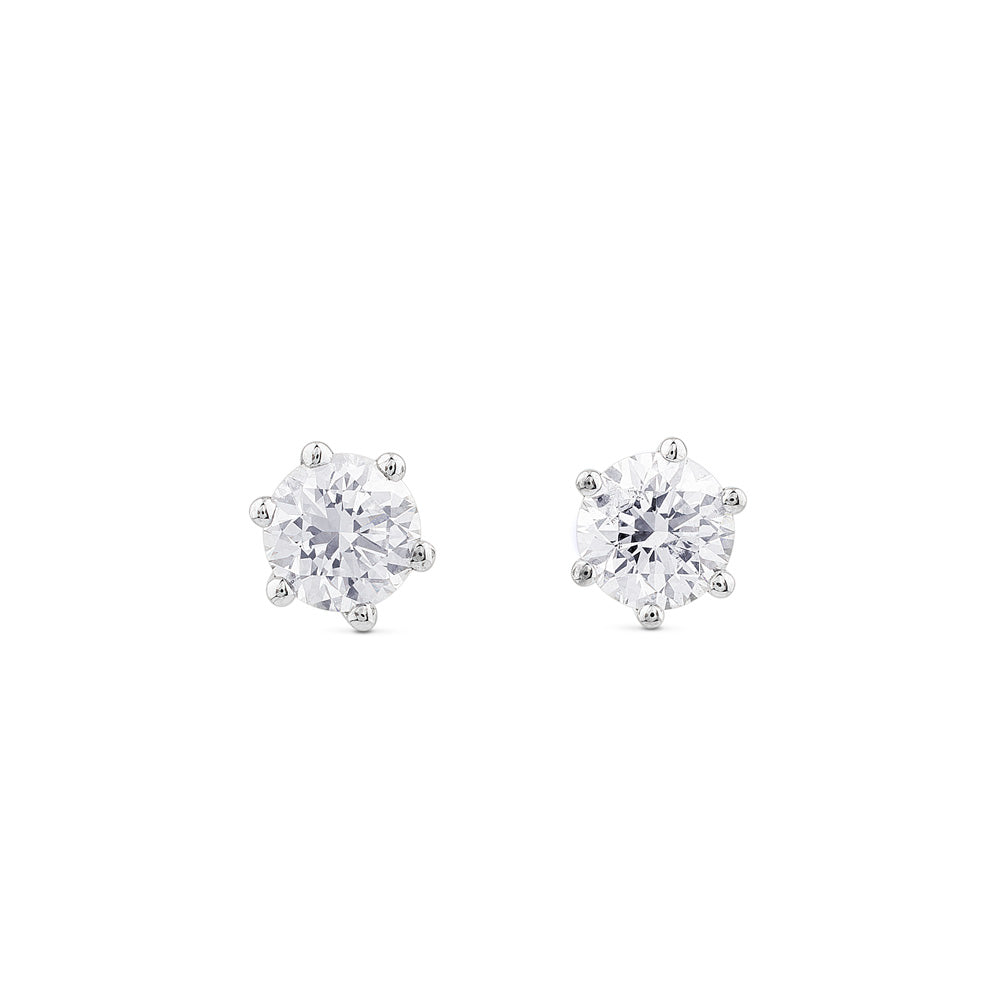 Pendientes de diamantes en oro blanco con 6 garras de 1,43 quilates