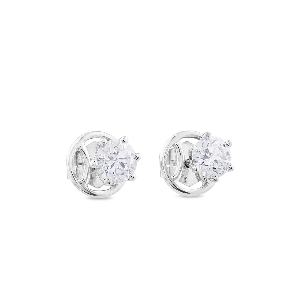 Pendientes de diamantes en oro blanco con 6 garras de 1,43 quilates