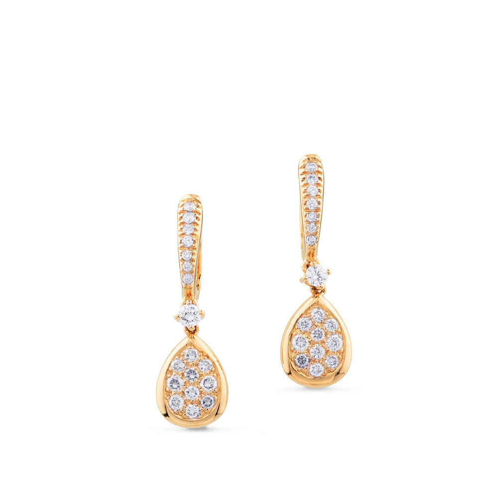 Pendientes de oro rosa con lágrima de pavé de diamantes