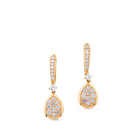 Pendientes de oro rosa con lágrima de pavé de diamantes