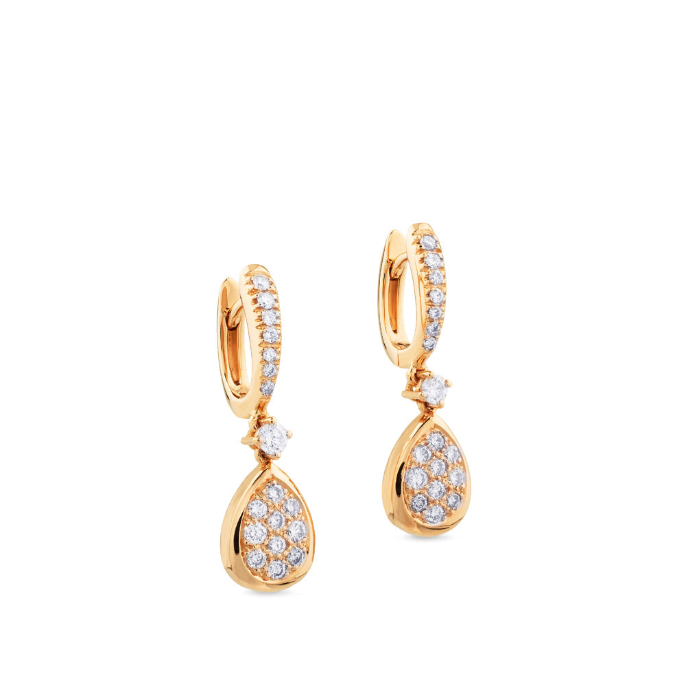 Pendientes de oro rosa con lágrima de pavé de diamantes
