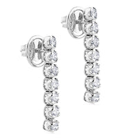 Pendientes riviere de oro blanco con 14 diamantes en garra
