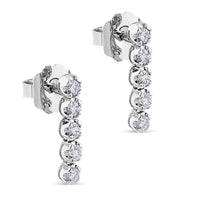 Pendientes riviere de oro blanco con 10 diamantes en garra