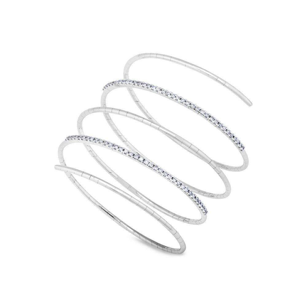 Pulsera de muelle 5 vueltas de oro blanco con diamantes