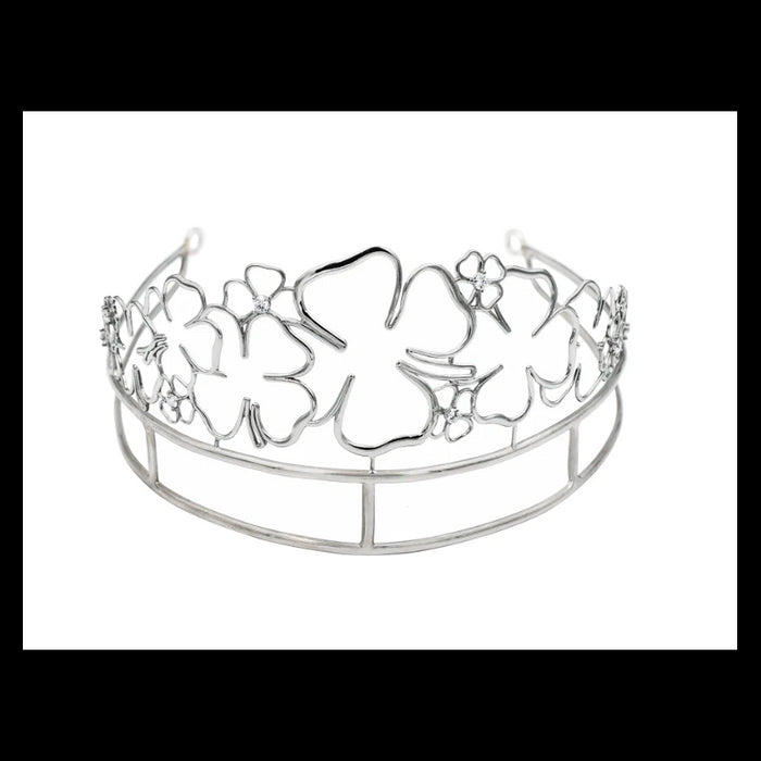Tiara cLOVEr de oro blanco con diamantes