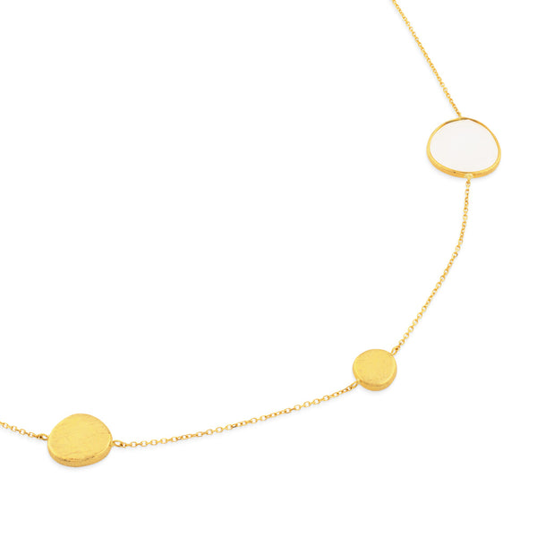 Collar de oro amarillo mate con piedras multicolor (90 cm)