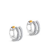 Semiaros de oro blanco con dos hileras de diamantes