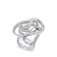 Sortija de oro blanco con curvas en pavé diamantes