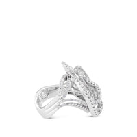 Sortija de oro blanco con curvas en pavé diamantes