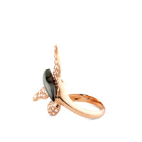 Sortija Mariposa de oro rosa con diamantes y hematite