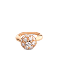 Sortija de oro rosa con bola grande de diamantes
