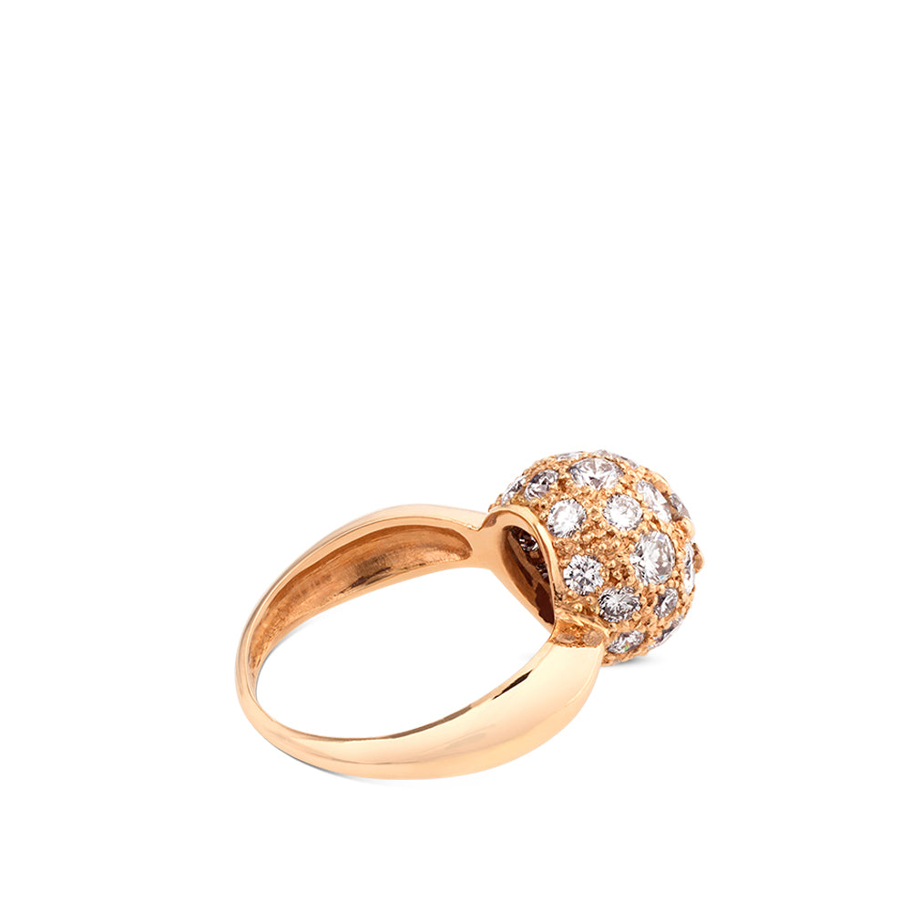 Sortija de oro rosa con bola grande de diamantes
