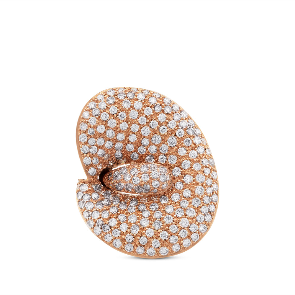 Sortija cala oro rosa con pavé de diamantes