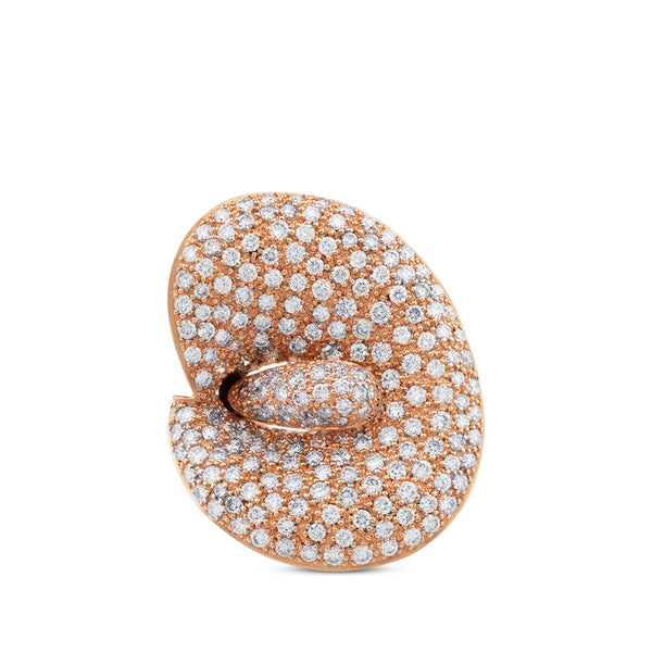 Sortija cala oro rosa con pavé de diamantes