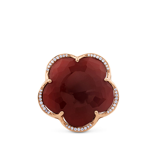 Sortija Bon Ton de oro rosa con calcedonia y pavé de diamantes
