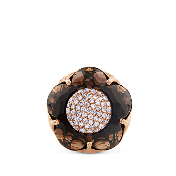 Sortija Bon ton de oro rosa con Onix y pavé de diamantes