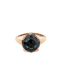 Sortija Sissi Io Amo de oro rosa con cuarzo azul y pavé de diamantes