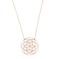 Collar Flower of life de oro rosa con un discreto diamante en el colgante