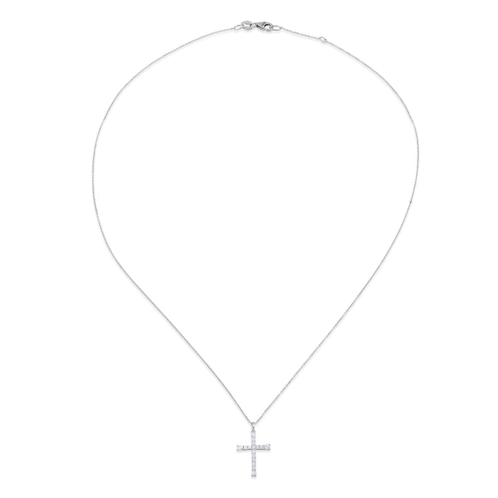 Colgante de oro blanco con cruz de diamantes de 0,18 quilates
