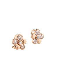 Pendientes en forma de flor de oro rosa con pavé de diamantes