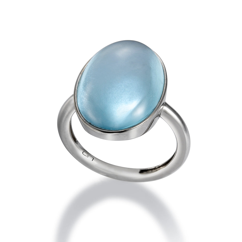 ANILLO ORO BLANCO TURMALINA AZUL