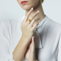 Sortija GeometriCh de oro rosa con cuarzo citrino