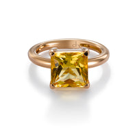Sortija GeometriCh de oro rosa con cuarzo citrino