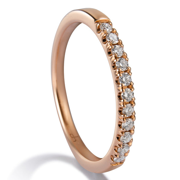 Media alianza de oro rosa con diamantes en garra 0.18 quilates