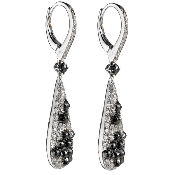 Pendientes-oro-blanco-diamantes-blancos-negros - Ref J5506PB