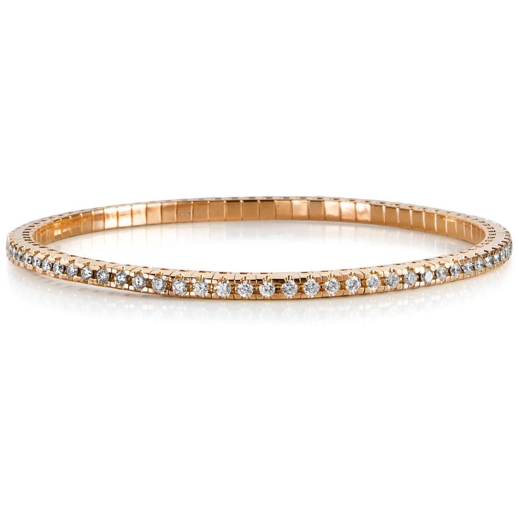 Pulsera Riviere extensible de oro rosa con diamantes talla brillante ...