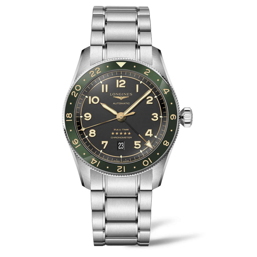 reloj Longines Spirit Zulu Time Acero 42mm Negro_L38124636_Chocron Joyeros