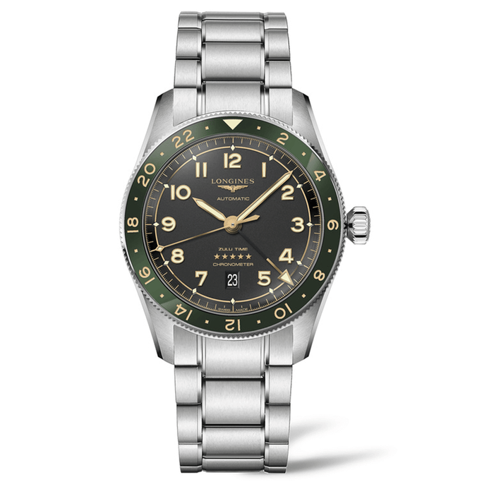 reloj Longines Spirit Zulu Time Acero 42mm Negro_L38124636_Chocron Joyeros