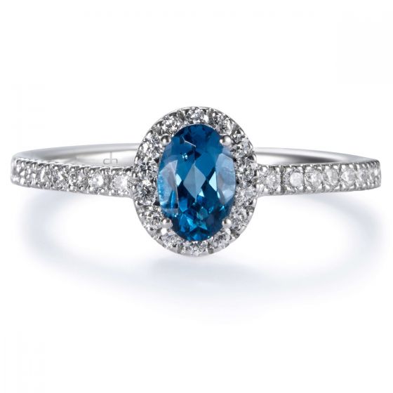 sortija de la colección caramelo de oro blanco con topacio azul london