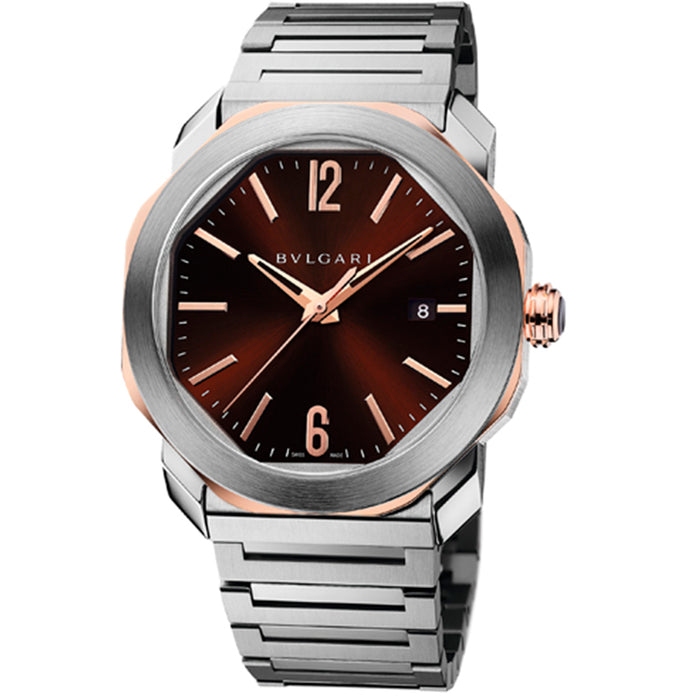 Bulgari-octo-roma-acero-oro-rosa-41mm-esfera-marron - Ref 103210