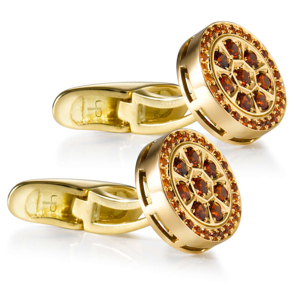 GEMELOS CH ORO AMARILLO Y GRANATES_CHOCRON