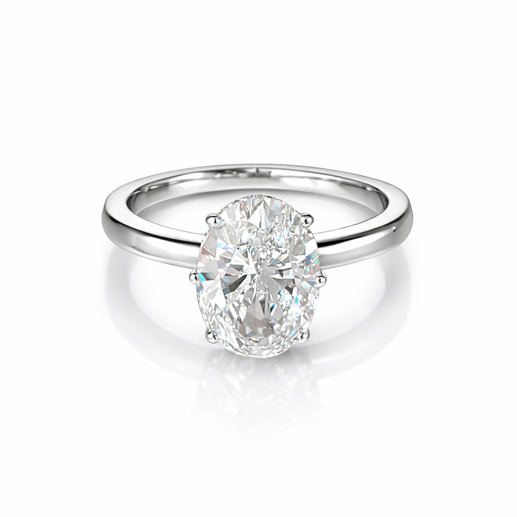 The Solitario sortija de oro blanco con diamante central 5cts talla oval