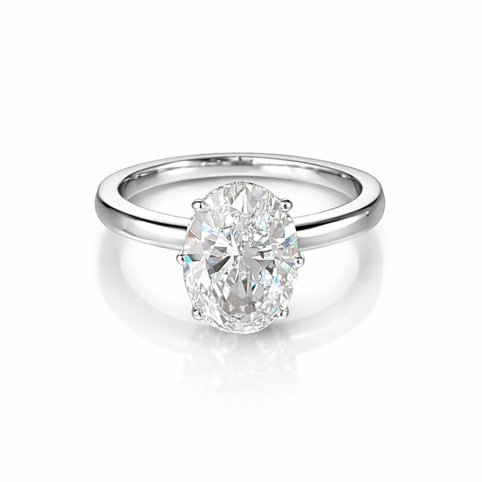The Solitario sortija de oro blanco con diamante central 5cts talla oval