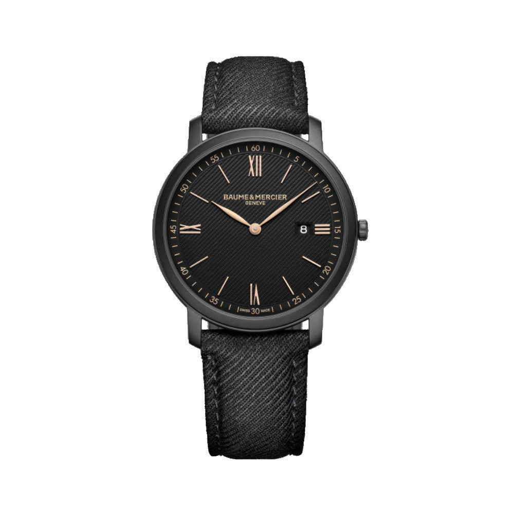 Baume et Mercier Classima esfera negra correa 39mm