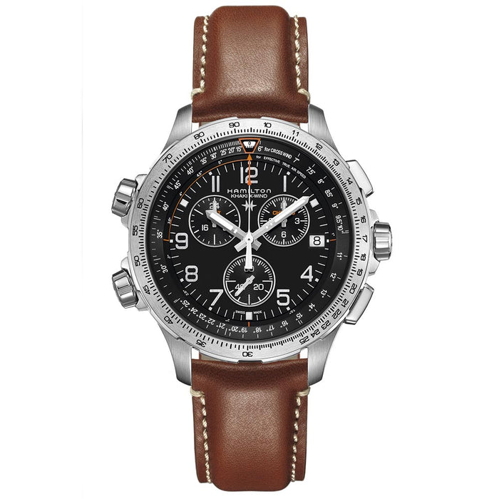 Hamilton Khaki Aviation X-Wind Chrono Quartz GMT Acero 46 mm Piel
