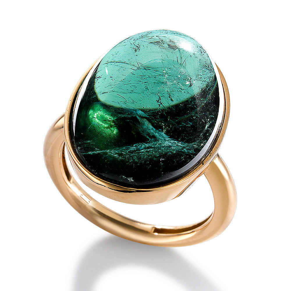 Sortija-oro-rosa-turmalina-verde-oval - Ref J4973SO