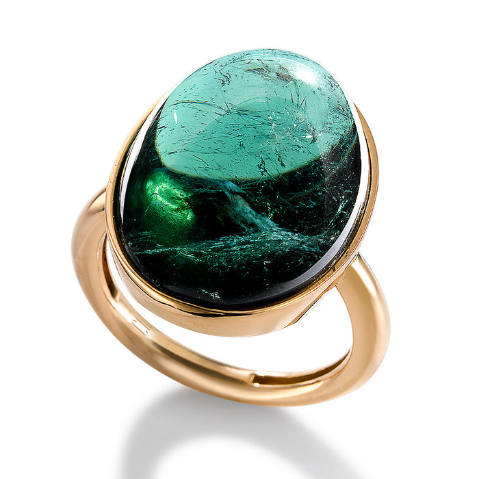 Sortija-oro-rosa-turmalina-verde-oval - Ref J4973SO