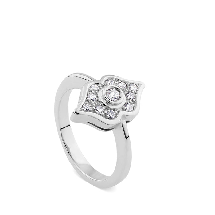 Sortija Al-Ándalus de oro blanco con diamantes talla brillante