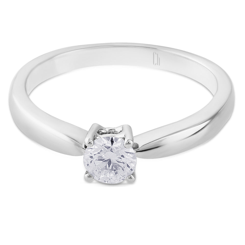 Solitario "Annabella" de oro blanco con diamante talla brillante de 0.17 quilates
