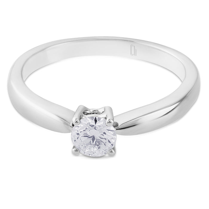 Solitario "Annabella" de oro blanco con diamante talla brillante de 0.17 quilates