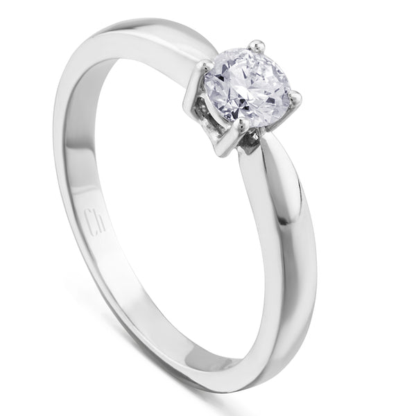 Solitario "Annabella" de oro blanco con diamante talla brillante de 0.17 quilates