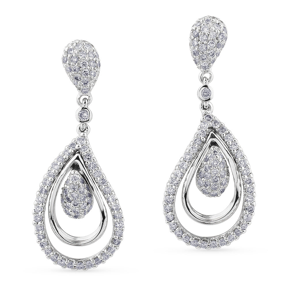 Pendientes oro blanco con pavé de diamantes |Chocrón Joyeros