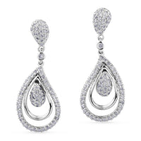 Pendientes oro blanco con pavé de diamantes |Chocrón Joyeros